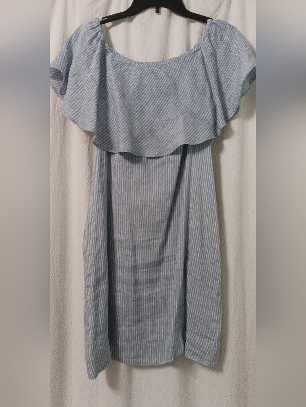 Seven 7 Light Blue Striped Off-Shoulder Women's Dress